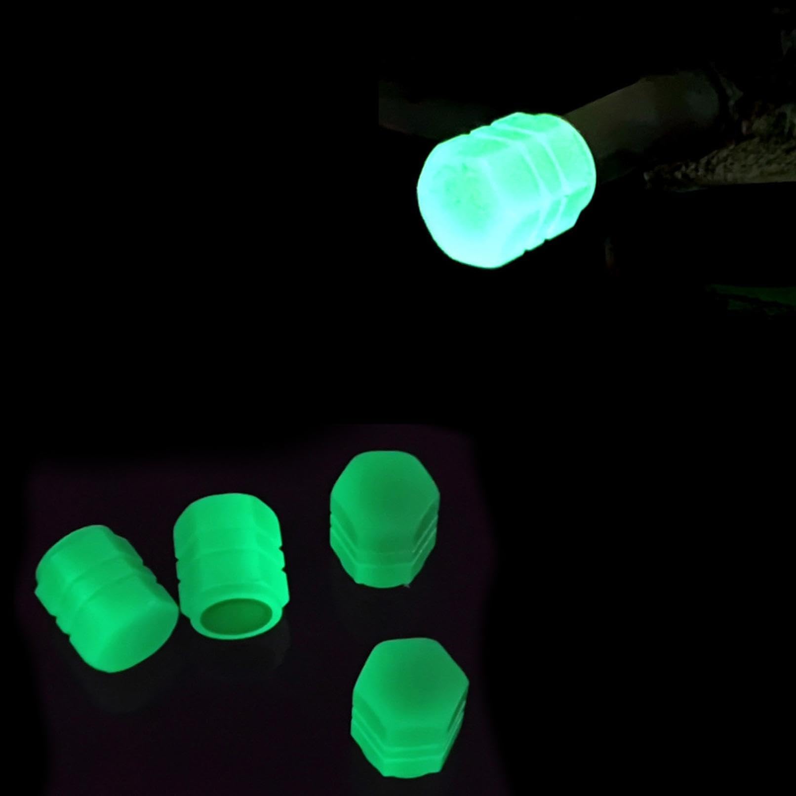 Leuchtende Ventilkappen Auto, Universelle Fluoreszierende Reifenventilkappen, ABS Kunststoff-Reifen Ventilkappen Glowing in Dark für PKW,Fahrrad, Motorrad,Green Leuchtende Ventilkappen Auto, Universelle Fluoreszierende Reifenventilkappen, ABS Kunststoff-Reifen Ventilkappen Glowing in Dark für PKW,Fahrrad, Motorrad,Green von MCLLDAO