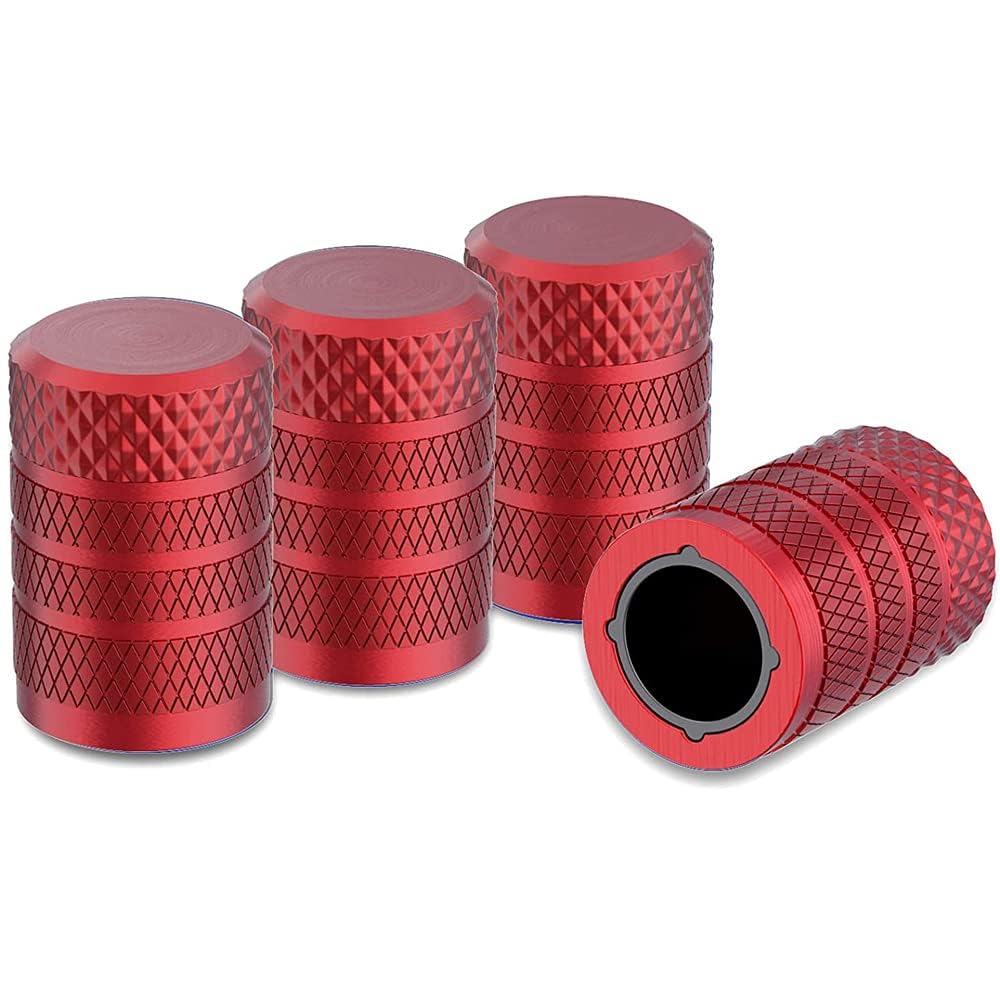Rändelte Stil Mit Kunststoffkern Bike Motorrad Auto Reifen Rad Ventilkappen für Auto Styling Dekoration,Rot Rändelte Stil Mit Kunststoffkern Bike Motorrad Auto Reifen Rad Ventilkappen für Auto Styling Dekoration,Rot von MCLLDAO