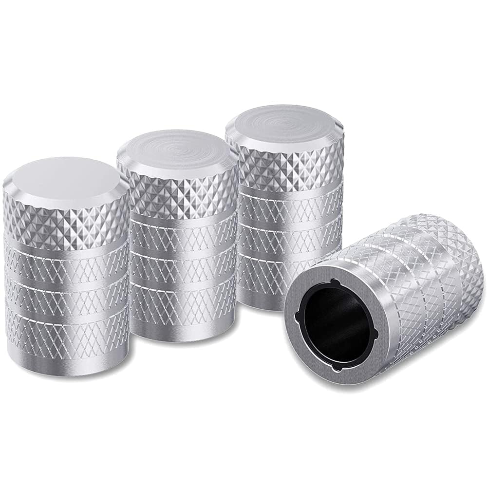 Rändelte Stil Mit Kunststoffkern Bike Motorrad Auto Reifen Rad Ventilkappen für Auto Styling Dekoration,Silber Rändelte Stil Mit Kunststoffkern Bike Motorrad Auto Reifen Rad Ventilkappen für Auto Styling Dekoration,Silber von MCLLDAO