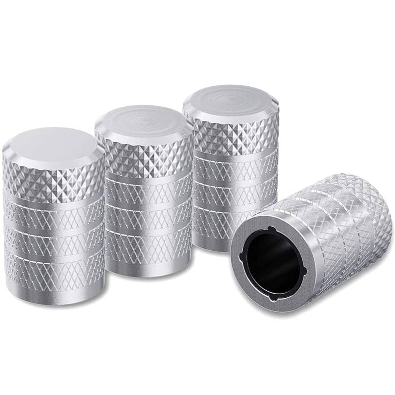 Rändelte Stil Mit Kunststoffkern Bike Motorrad Auto Reifen Rad Ventilkappen für Auto Styling Dekoration,Silber von MCLLDAO