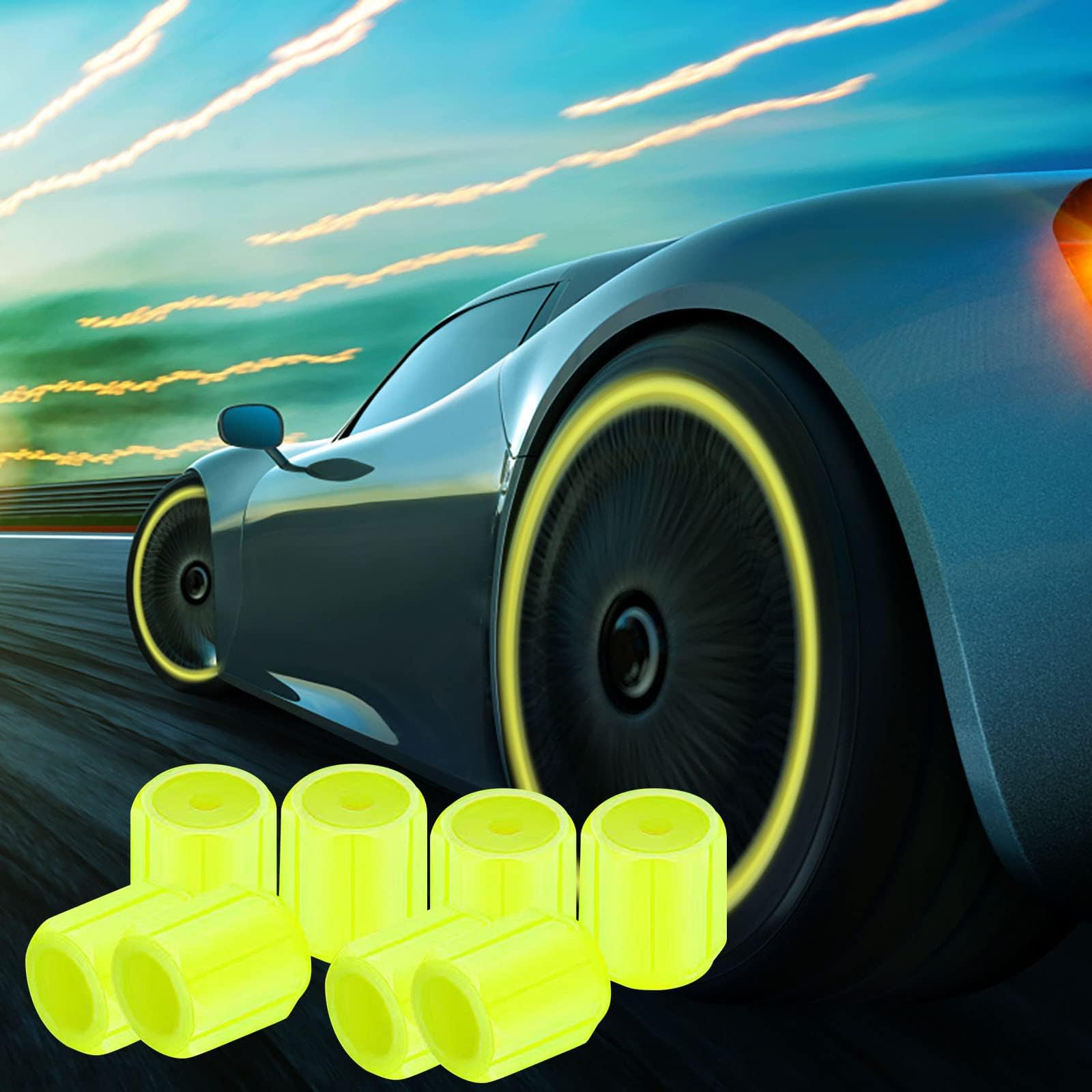 Ventilkappen Auto Leuchtende Reifenventilkappen Universelle Fluoreszierende Ventilabdeckung Ventilschaftabdeckung Auto Reifen Ventilkappen Glowing in Dark für SUV, Fahrrad, Motorrad,Gelb Ventilkappen Auto Leuchtende Reifenventilkappen Universelle Fluoreszierende Ventilabdeckung Ventilschaftabdeckung Auto Reifen Ventilkappen Glowing in Dark für SUV, Fahrrad, Motorrad,Gelb von MCLLDAO