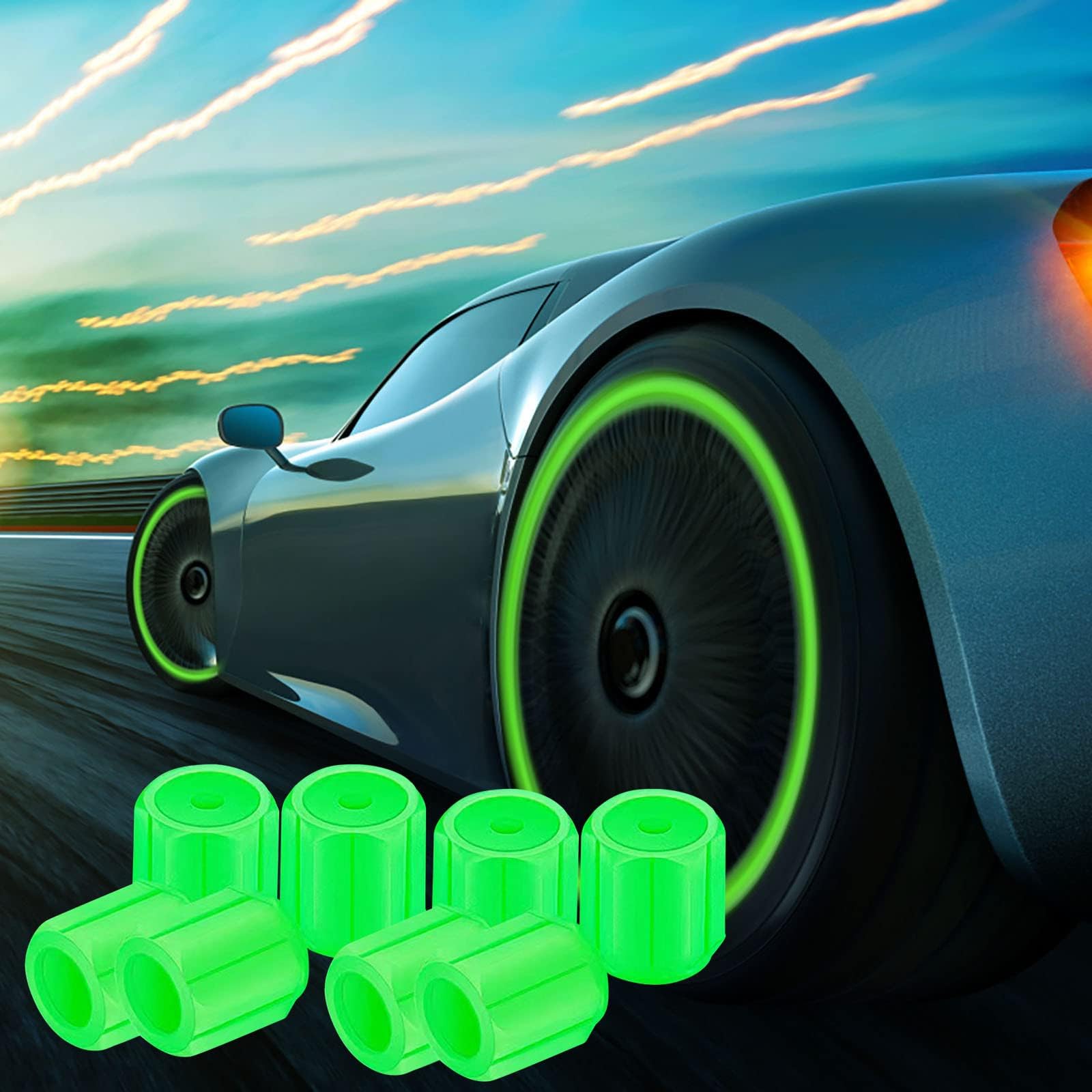 Ventilkappen Auto Leuchtende Reifenventilkappen Universelle Fluoreszierende Ventilabdeckung Ventilschaftabdeckung Auto Reifen Ventilkappen Glowing in Dark für SUV, Fahrrad, Motorrad,Grün Ventilkappen Auto Leuchtende Reifenventilkappen Universelle Fluoreszierende Ventilabdeckung Ventilschaftabdeckung Auto Reifen Ventilkappen Glowing in Dark für SUV, Fahrrad, Motorrad,Grün von MCLLDAO