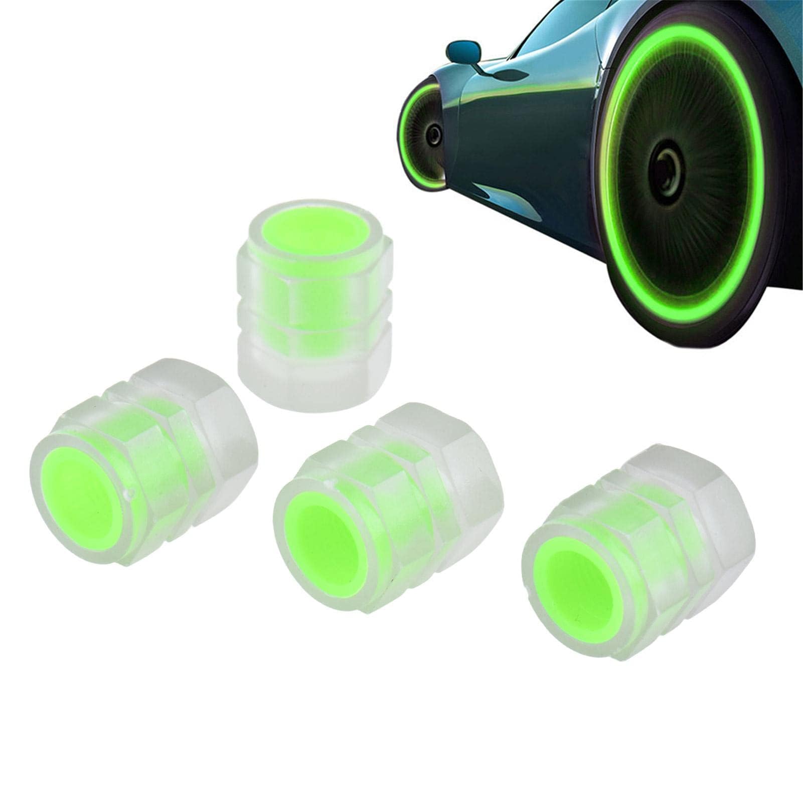 Ventilkappen Auto Universelle Fluoreszierende Autoreifen Ventilschaftabdeckung, Leuchtende Reifen-Kappen, Staubkappen für Autoreifen, Reifenventilkappen für Auto LKW SUV Motorräder Fahrrad Ventilkappen Auto Universelle Fluoreszierende Autoreifen Ventilschaftabdeckung, Leuchtende Reifen-Kappen, Staubkappen für Autoreifen, Reifenventilkappen für Auto LKW SUV Motorräder Fahrrad von MCLLDAO