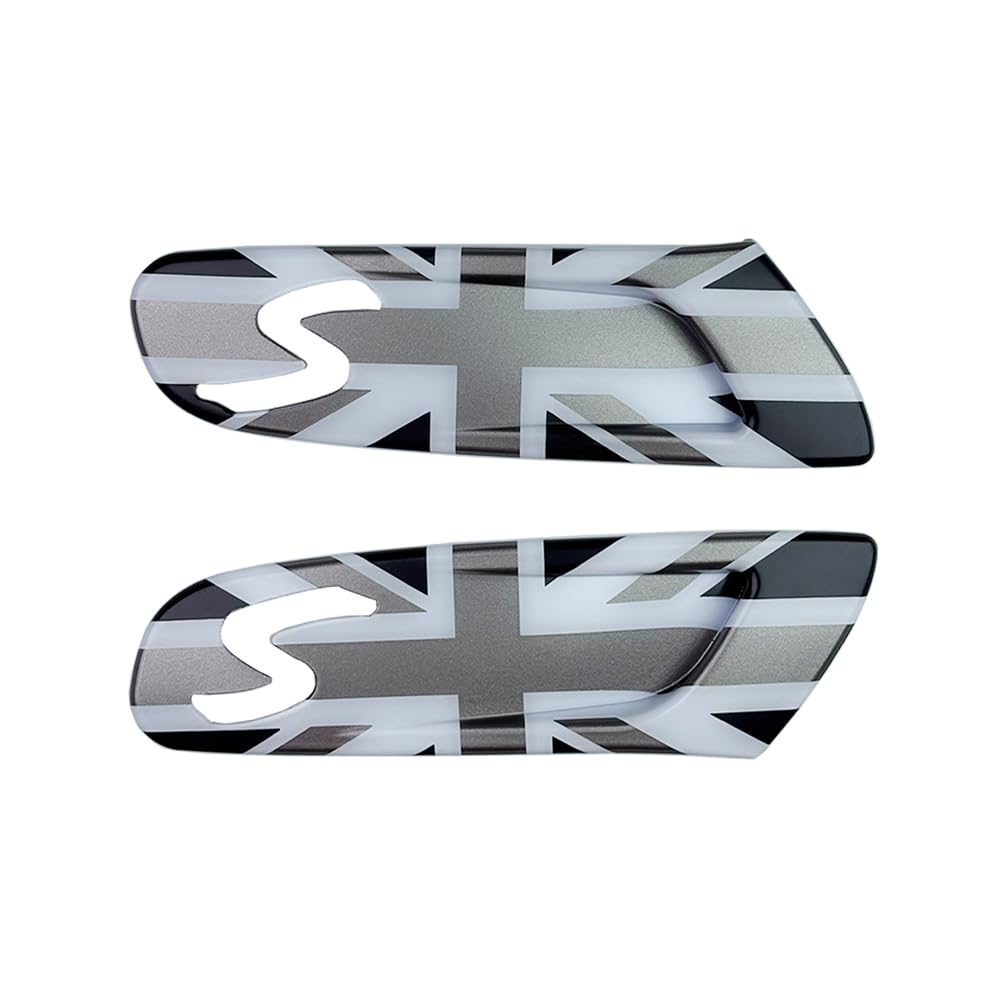 Mini Cooper S F55 F56 F57 Auto Fender Drehsignal Abdeckungen, Auto Seite Fender Marker Licht Gehäuse Abdeckung Zubehör für MINI Cooper S F56 F55 F57 2pcs / Set (Gray Union Jack) von MCOAORN
