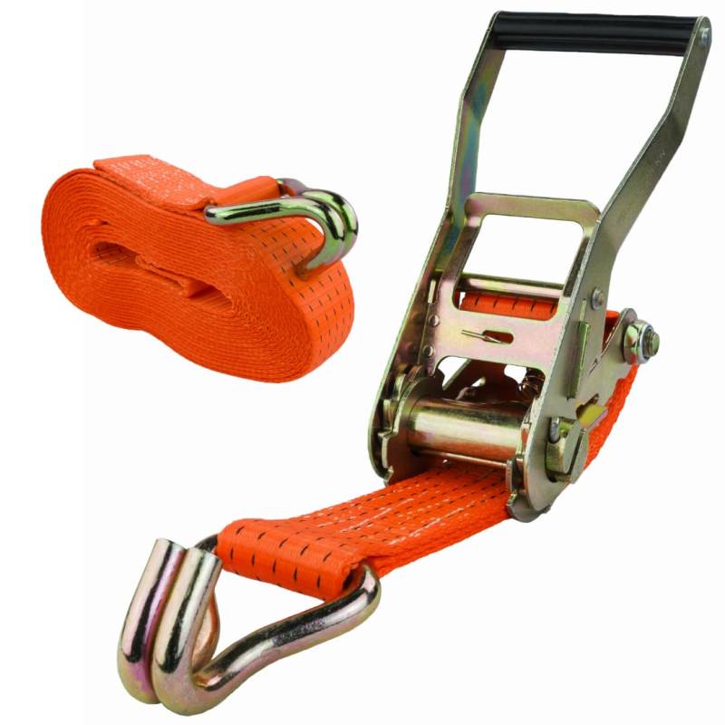 Spanngurt mit Ratsche und Haken, 50mm breit 8m lang, bis 5000kg, Spanngurt orange, Zurrgurt für Ladungssicherung, Spanngurt mit Doppelspitzhaken, Gurtband, Spanngurt 8m von MCS Cargo Security