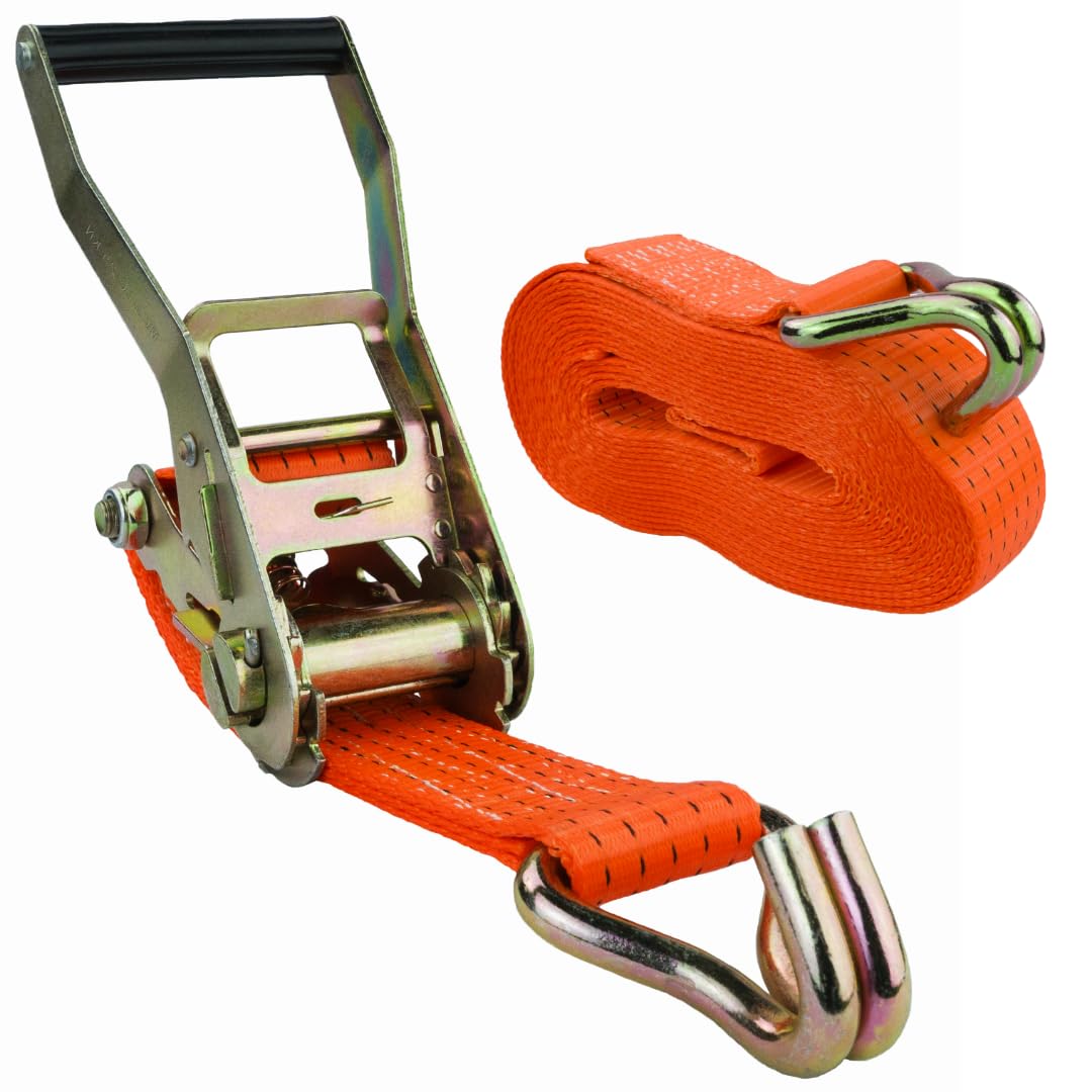 Spanngurt mit Ratsche und Haken, 50mm breit 8m lang, bis 4000kg, Spanngurt orange, Zurrgurt für Ladungssicherung, Spanngurt mit Doppelspitzhaken, Gurtband, Spanngurt 8m von MCS Cargo Security