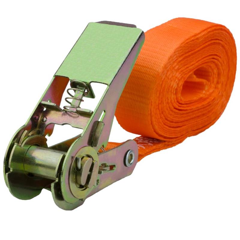Spanngurt mit Ratsche, 25mm breit 5m lang, bis 700kg, Spanngurt orange, Zurrgurt für Ladungssicherung, Spanngurt mit Doppelspitzhaken, Gurtband, Spanngurt 5m von MCS Cargo Security