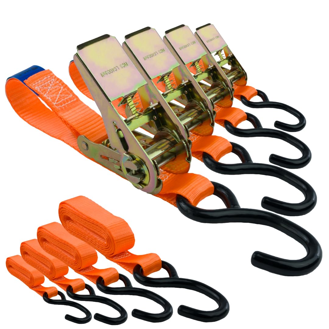 Spanngurte mit Ratsche und Haken 4er Set, 25mm breit 3m lang, bis 700kg, Spanngurt orange, Zurrgurte für Ladungssicherung, Spanngurte Haken, Gurtband, Spanngurte 3m Spanngurte mit Ratsche und Haken 4er Set, 25mm breit 3m lang, bis 700kg, Spanngurt orange, Zurrgurte für Ladungssicherung, Spanngurte Haken, Gurtband, Spanngurte 3m von MCS Cargo Security