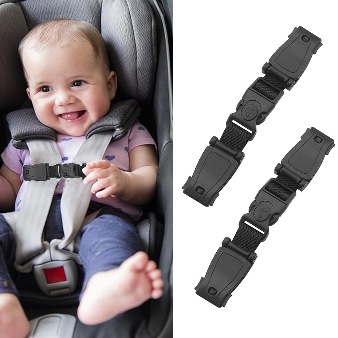 Abschnallschutz Kindersitz, 2 Stück Autositz Brustgurt Clip, Kindersicherheitsgurt Schnalle Gurt, Gurtsicherung Kindersitz, Kindersitz Gurt Clip für Autositze Kinderwagen Kinderhochstühle Fahrradsitze von MCSQK