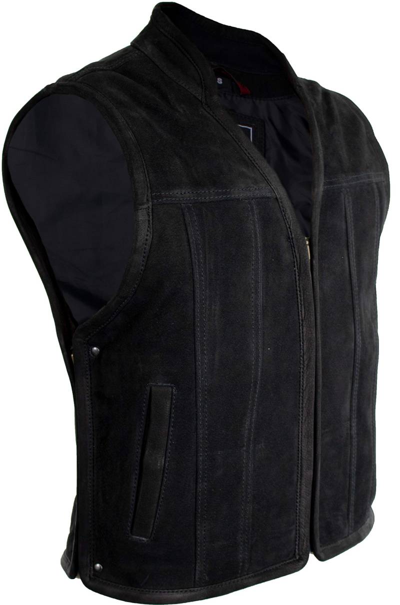 MDM Biker Motorrad Weste aus Büffelleder, Schwarz (Gr. 3XL) von MDM