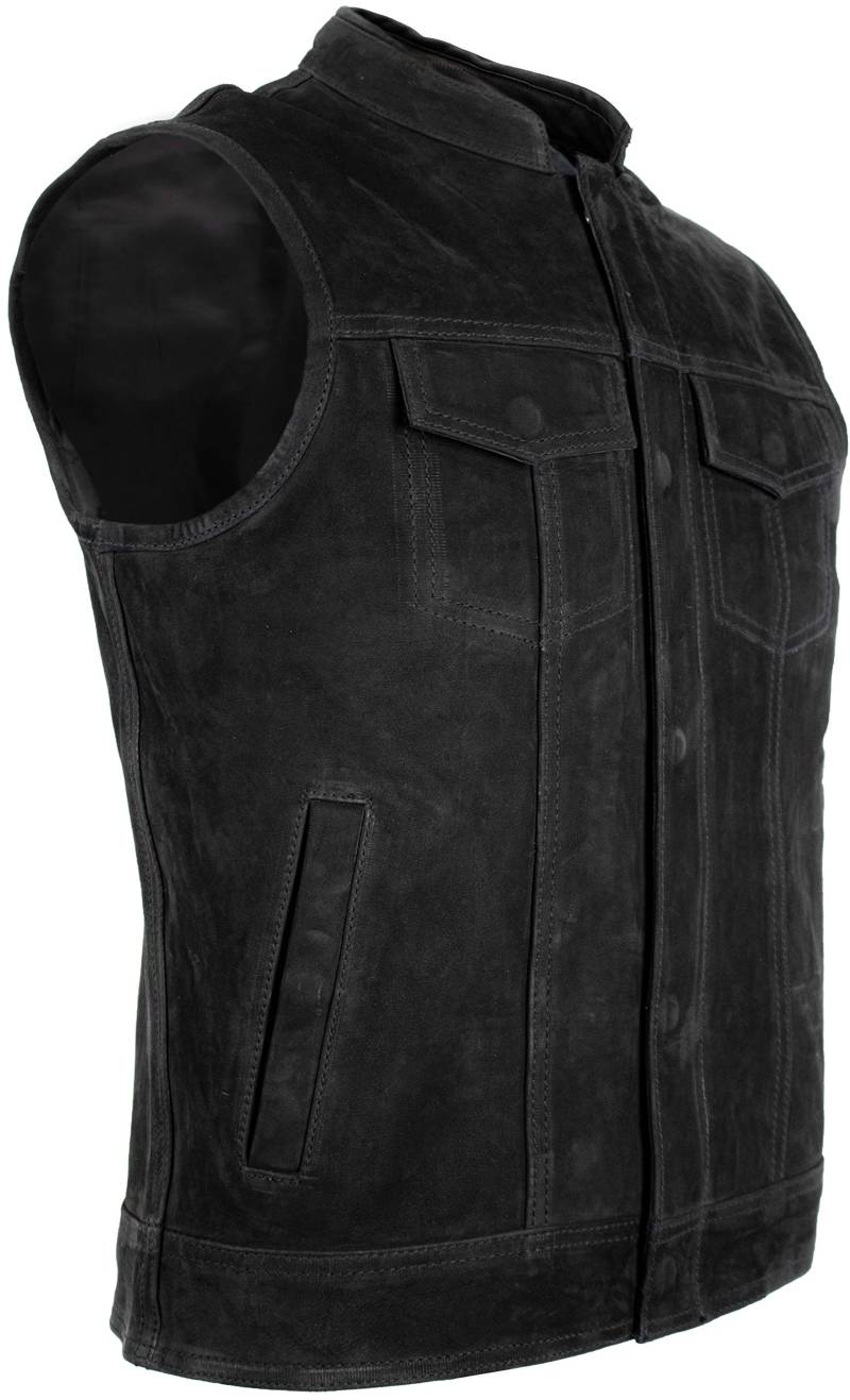 MDM Herren Biker Lederweste in matt schwarz, Büffel Leder (Gr. 4XL) von MDM