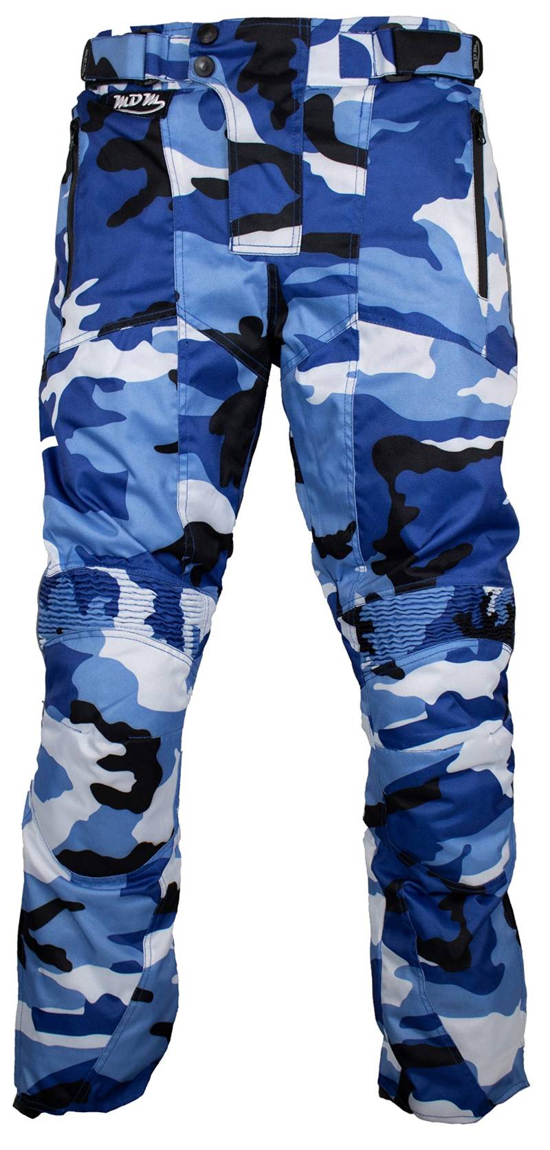 MDM Herren Motorrad Textil Hose Wind und Wasserdicht in Camo Farben (Camo Blau, 34) von MDM