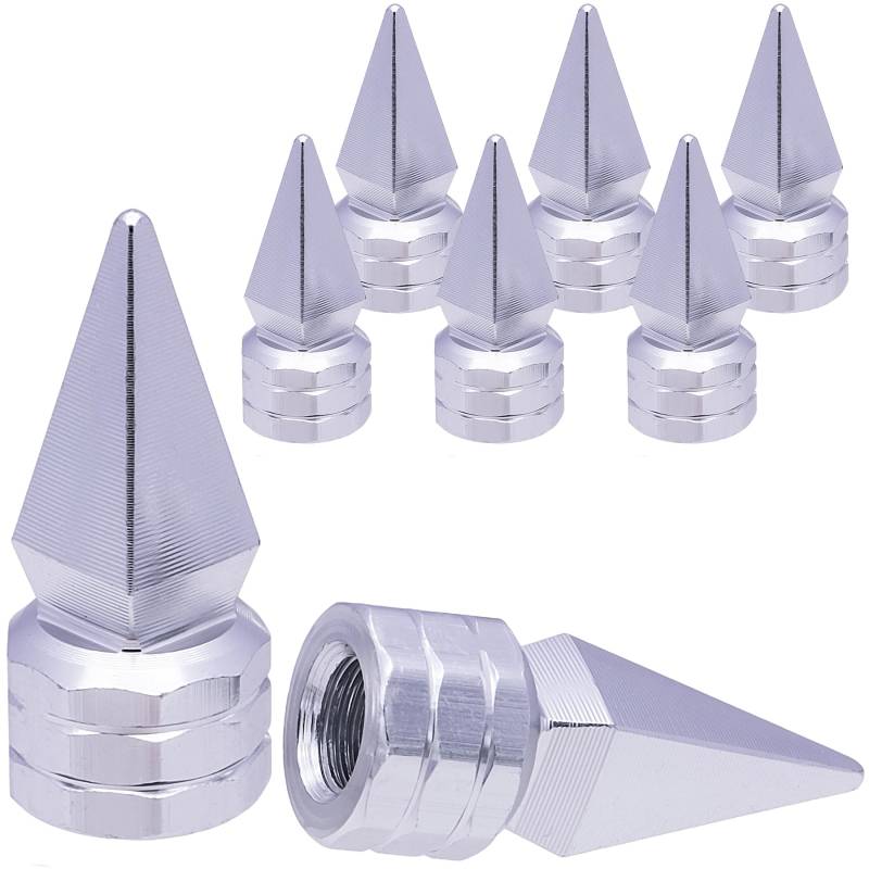 MEAJOO 8 Stück Stachelförmige Reifenventilkappen, Aluminiumlegierung, Spike-Rad-Reifenventilschaft, universal, staubdicht, wasserdicht, Luftkappen für Autos, SUV, LKW, Fahrräder, Motorräder, Fahrräder von MEAJOO