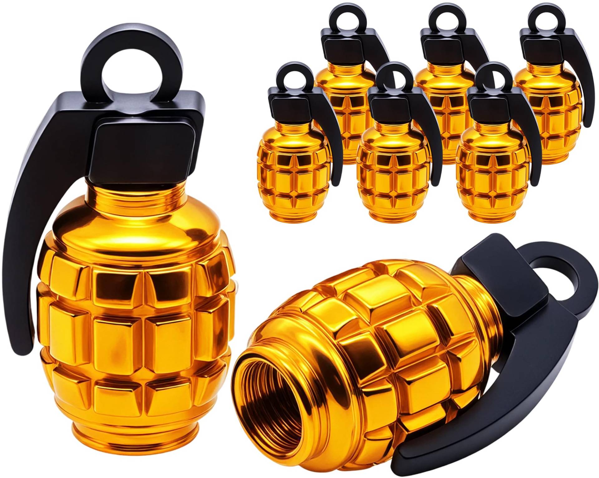 MEAJOO Ventilkappen aus Aluminiumlegierung, universal, für Autos, LKWs, SUV, Motorräder, Fahrräder und Fahrräder, 8 Stück (Gold) von MEAJOO