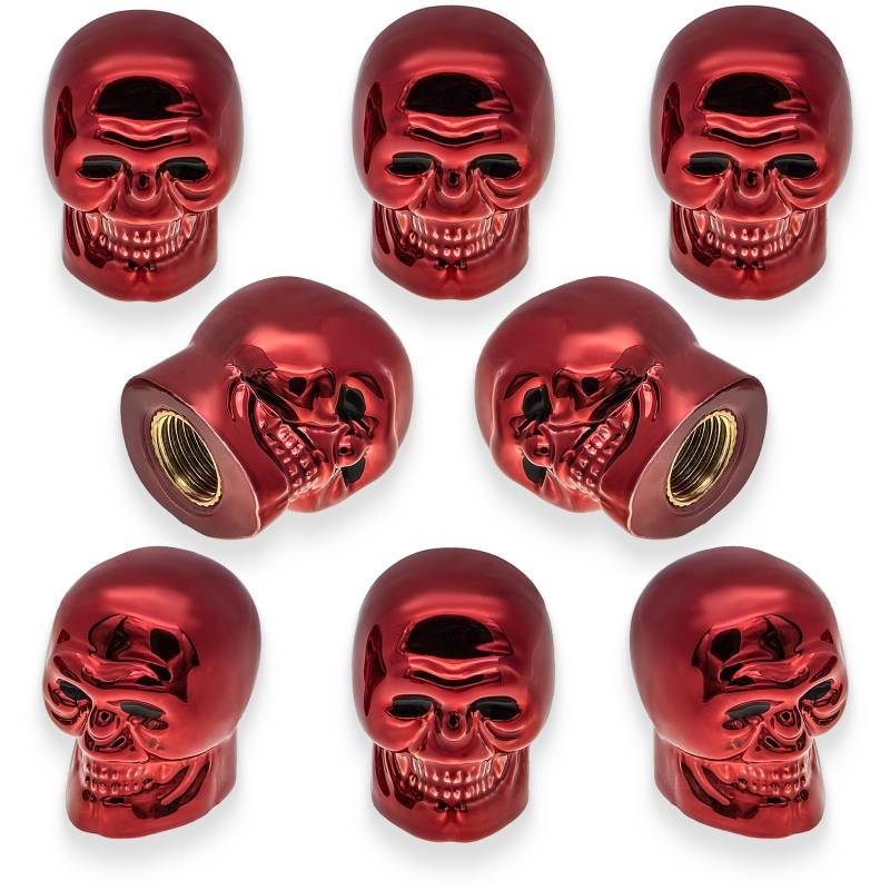 MEAJOO Ventilkappen im Totenkopf-Stil, mit O-Gummiring, universelle Kupferkern-Reifenventilkappen für Autos, SUV, LKW, Fahrräder, Motorräder, Fahrräder, 8 Stück von MEAJOO