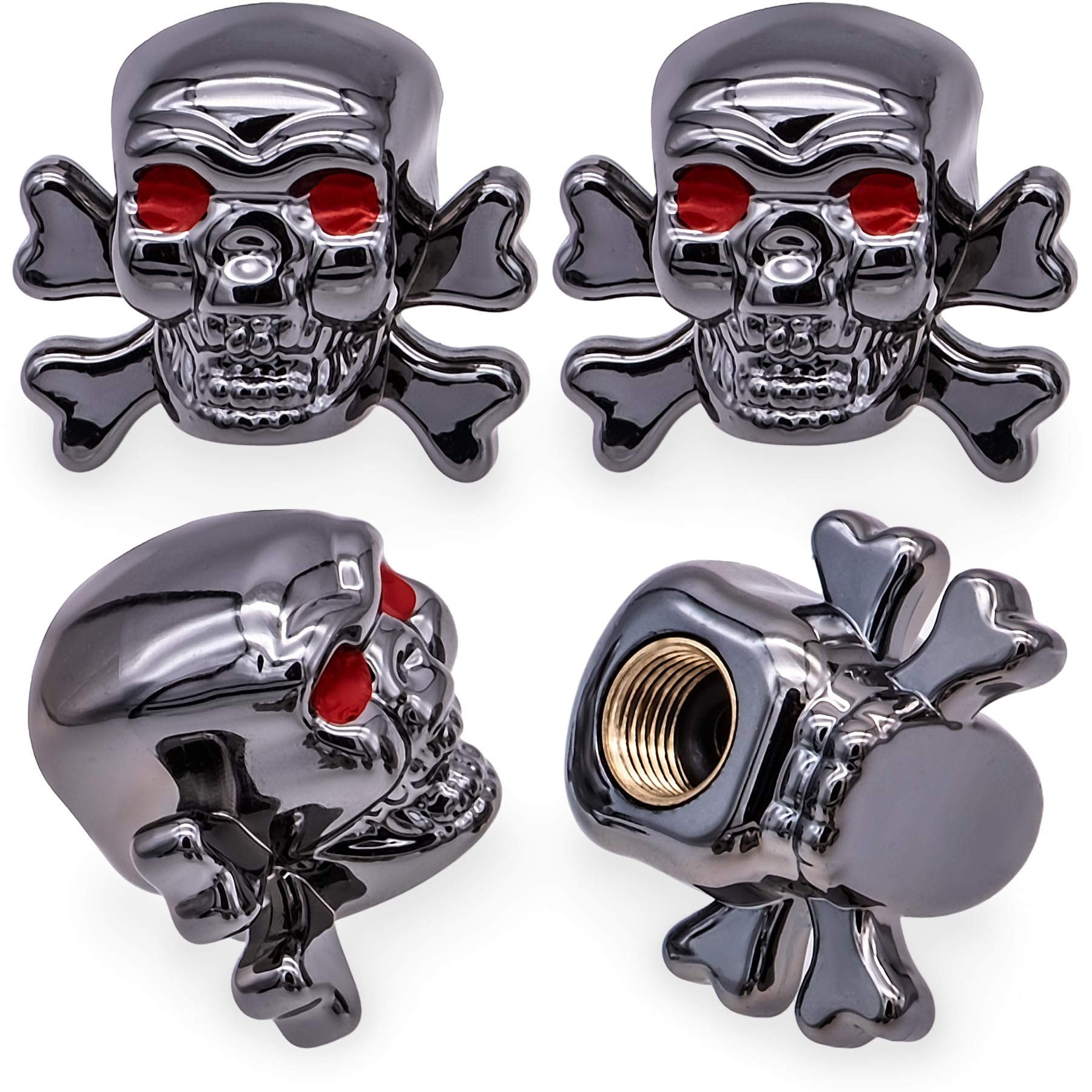 MEAJOO Ventilkappen im Totenkopf-Stil, staubdichte Radventilabdeckungen, Zubehör, mit Gummi-O-Ring, universell für Autos, SUVs, Fahrräder, LKWs und Motorräder, Grau, 4 Stück MEAJOO Ventilkappen im Totenkopf-Stil, staubdichte Radventilabdeckungen, Zubehör, mit Gummi-O-Ring, universell für Autos, SUVs, Fahrräder, LKWs und Motorräder, Grau, 4 Stück von MEAJOO