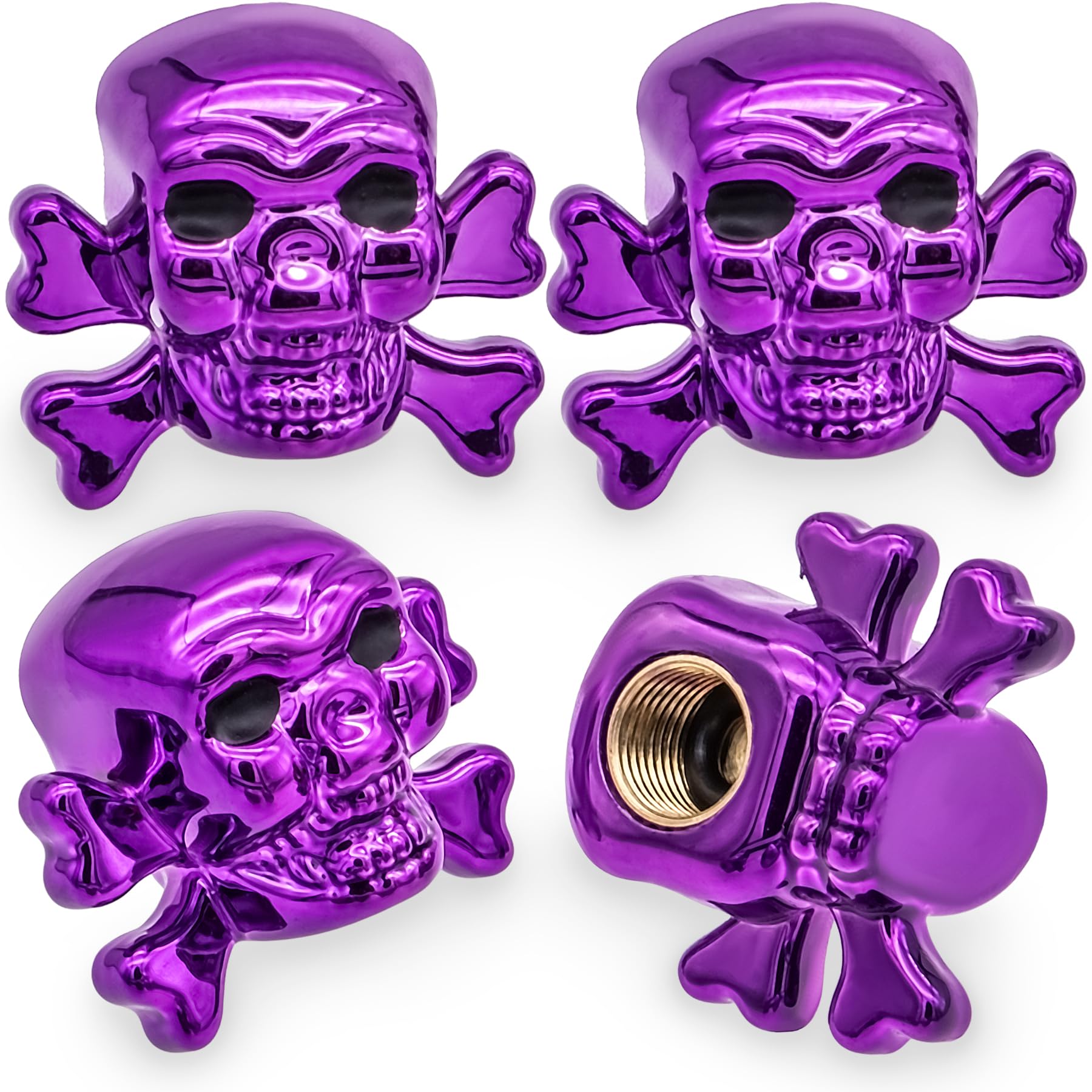 MEAJOO Ventilkappen im Totenkopf-Stil, staubdichte Radventilabdeckungen, Zubehör, mit Gummi-O-Ring, universell für Autos, SUVs, Fahrräder, LKWs und Motorräder, Violett, 4 Stück MEAJOO Ventilkappen im Totenkopf-Stil, staubdichte Radventilabdeckungen, Zubehör, mit Gummi-O-Ring, universell für Autos, SUVs, Fahrräder, LKWs und Motorräder, Violett, 4 Stück von MEAJOO