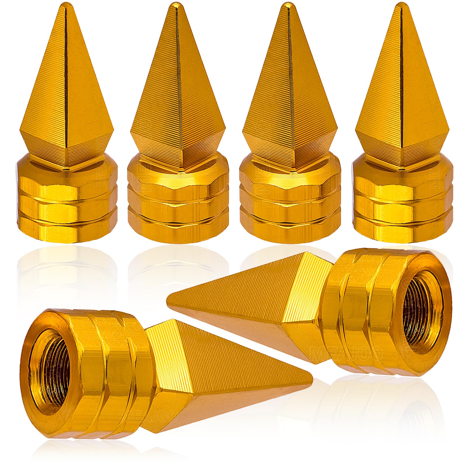 MEAJOO Ventilkappen in Spike-Form, Aluminiumlegierung, Spike-Rad-Reifenventilschaft, universal, staubdicht, wasserdicht, Luftkappen für Autos, SUV, LKW, Fahrräder, Motorräder, Fahrräder, 6 Stück (Gold MEAJOO Ventilkappen in Spike-Form, Aluminiumlegierung, Spike-Rad-Reifenventilschaft, universal, staubdicht, wasserdicht, Luftkappen für Autos, SUV, LKW, Fahrräder, Motorräder, Fahrräder, 6 Stück (Gold von MEAJOO