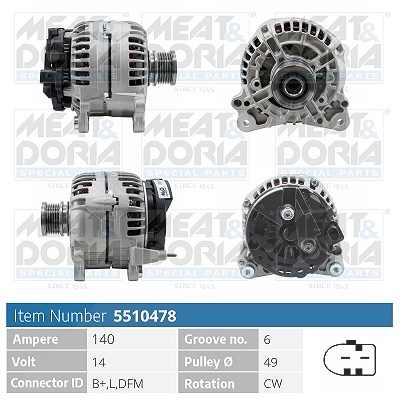 Meat & Doria Generator [Hersteller-Nr. 5510478] für Vauxhall, VW von MEAT & DORIA