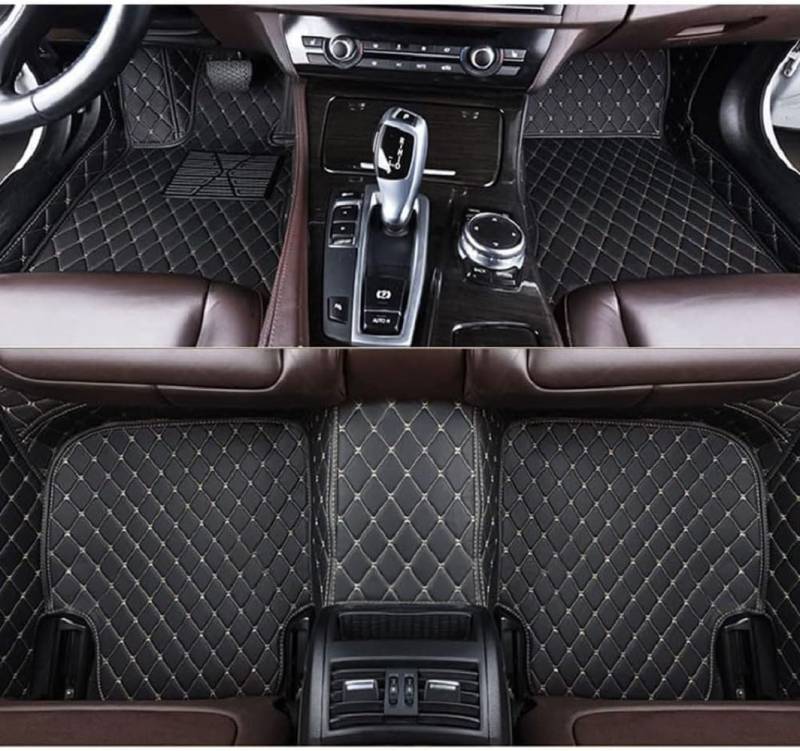 Auto FußMatten Für Jaguar F-PACE（X761 2016 2017 2018 2019 2020, Leder Fussmatten Liners Zubehör,Left Hand Drive-Black beige von MEDAPI