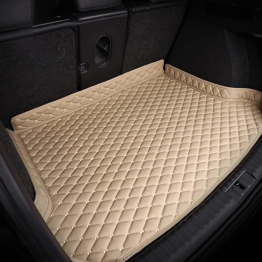 Auto Kofferraummatten Für Ford Explorer 2011 2012 2013 2014 2015 2016 2017 (3 Rows Outside Without Drawstring), Leder Kofferraum Schutzmatte Interieur ZubehöR,Beige von MEDAPI