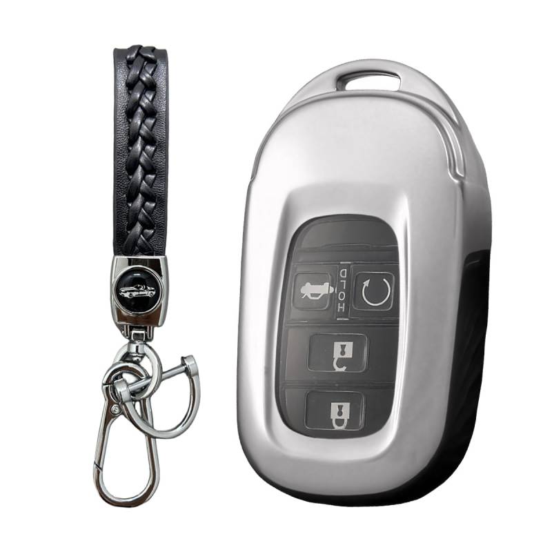 MEDZUK 【5 Farben】 Kompatibel mit Honda CR-V 2023-2024 Autoschlüssel Hülle mit Schlüsselanhänger Zubehör (Silber) von MEDZUK