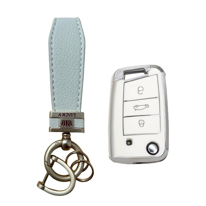 【7 Farben】 MEDZUK Kompatibel mit SEAT Arona FR 2017-2022 2023 Auto Schlüsselhülle mit Schlüsselanhänger Zubehör (Weiß) von MEDZUK