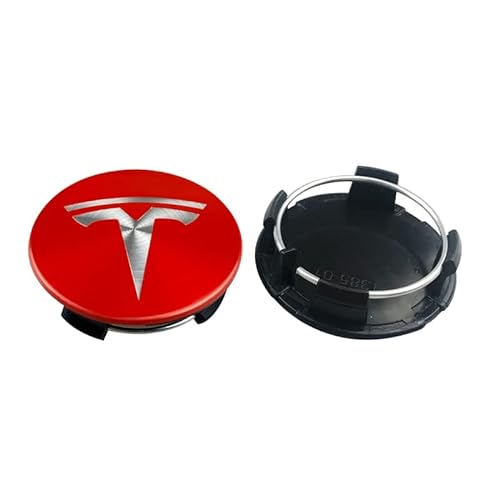 4 Stück Auto Nabendeckel Radmittenkappen für Tesla Roadster Model 3 SXY 58mm, Nabenkappen Radnabenkappen Staubschutzabdeckung Radnabenabdeckung Wasserdicht Zubehör,E von MEFFEE