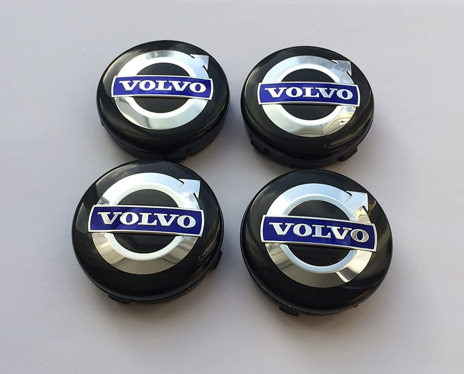 4 Stück Auto Nabendeckel Radmittenkappen für Volvo V40 V60 V90 S60 S40 V70 XC70 XC60 XC90, Nabenkappen Radnabenkappen Staubschutzabdeckung Radnabenabdeckung Wasserdicht Zubehör,Black Blue von MEFFEE