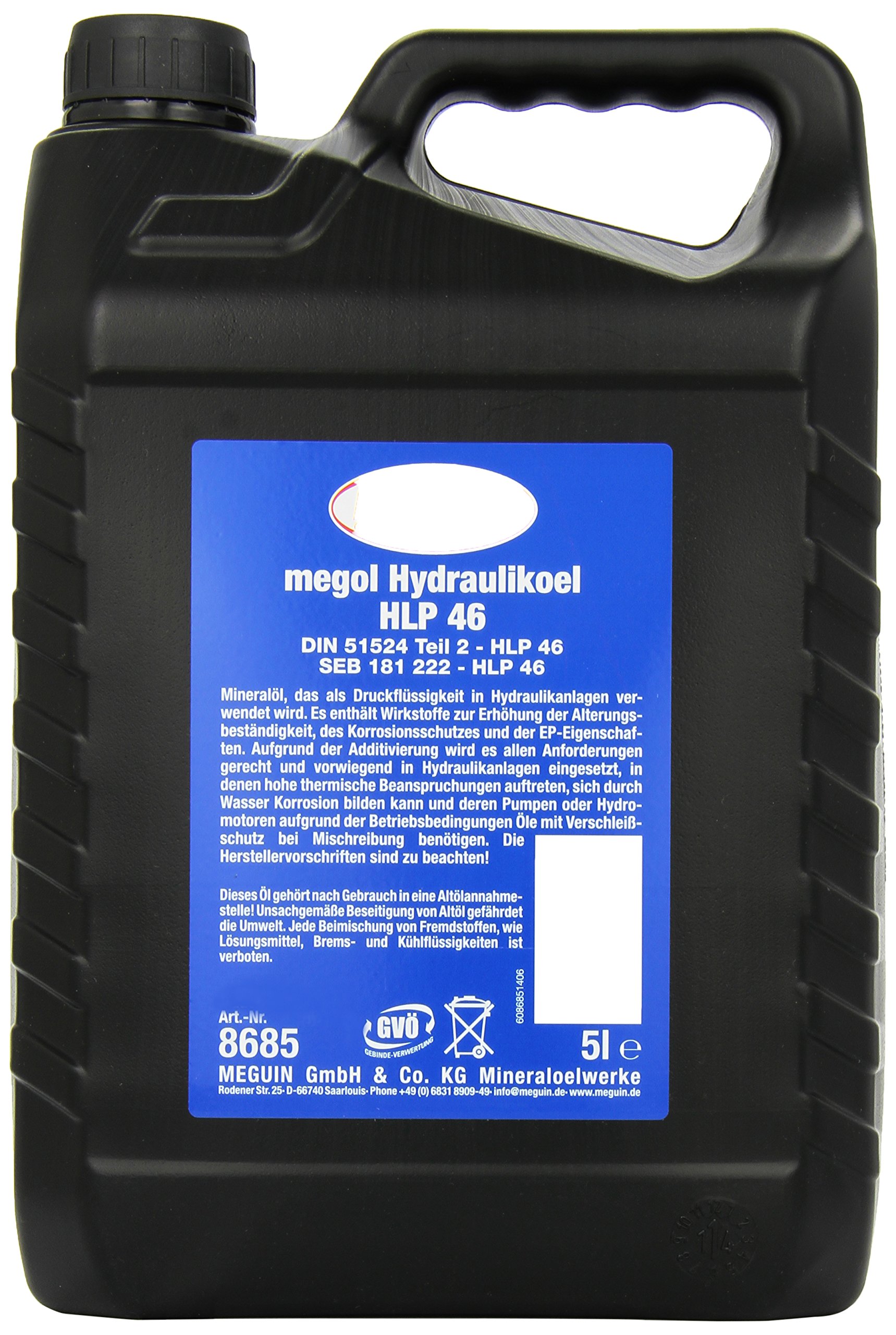 Meguin 8685 Megol Hydrauliköl HLP 46, 5 L von Meguin