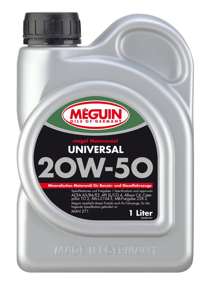 Meguin Megol Universal SAE 20W-50 | 1 L | mineralisches Motoröl | Art.-Nr.: 4384, farblos von Meguin