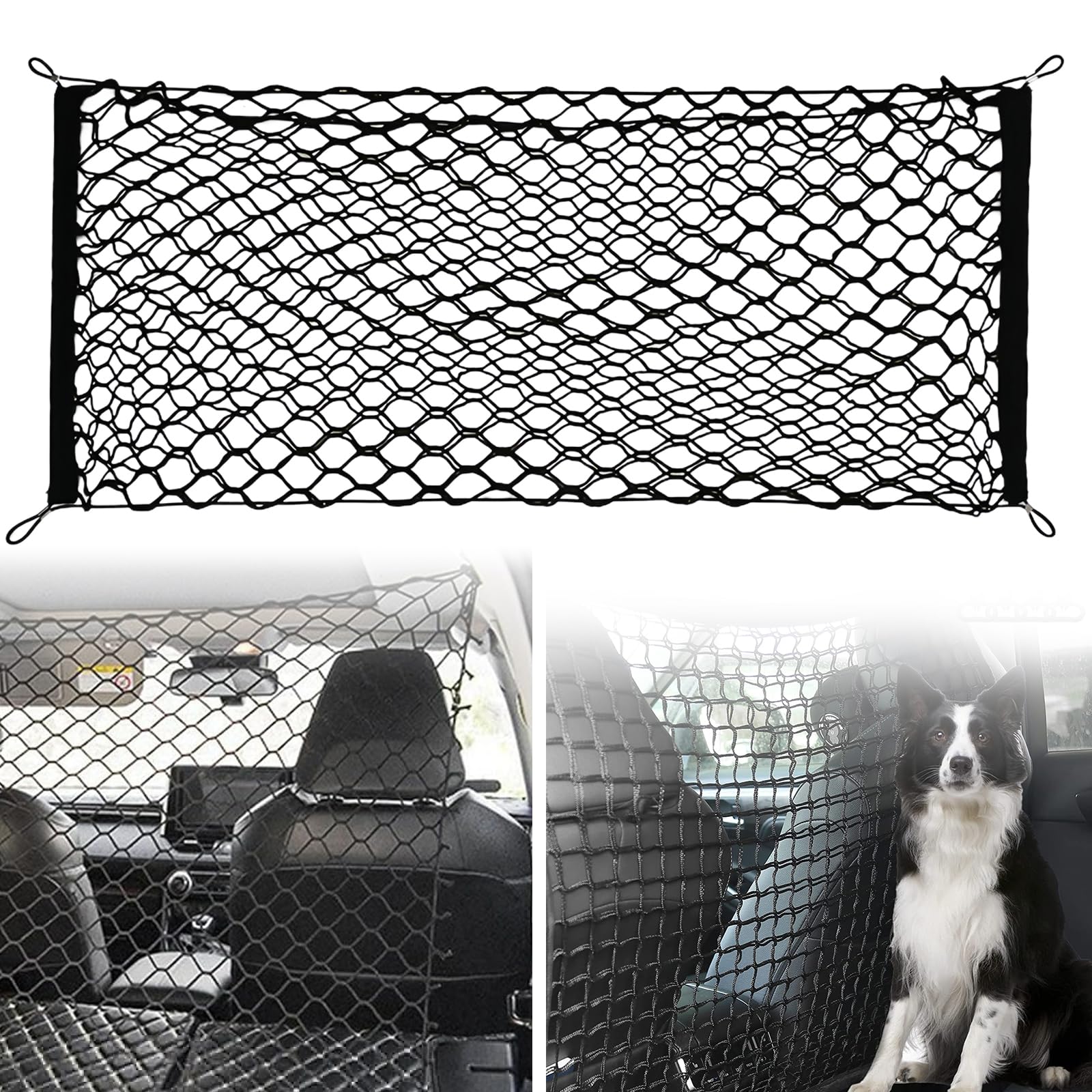 Schutzgitter Auto Barriere Trennnetz: Hundegitter Auto Hundeschutzgitter aus Polypropylen mit 4 Haken, Elastizität Hundegitter für den Kofferraum Doppelschicht Trenngitter Kofferraum Hund 120x90cm Schutzgitter Auto Barriere Trennnetz: Hundegitter Auto Hundeschutzgitter aus Polypropylen mit 4 Haken, Elastizität Hundegitter für den Kofferraum Doppelschicht Trenngitter Kofferraum Hund 120x90cm von MEGYAD