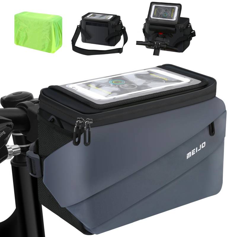 MEIJO Fahrradtasche Lenker mit Lenkeradapter, 6.5L Lenkertasche Fahrrad und Elektrofahrräder Wasserdicht Große Kapazität Fahrradkorb Vorne Fahrrad e-Bike, Blau von MEIJO