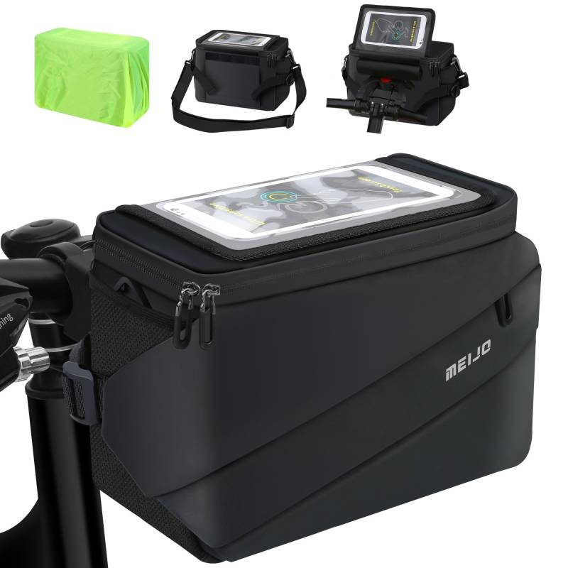 MEIJO Fahrradtasche Lenker mit Lenkeradapter, 6.5L Lenkertasche Fahrrad und Elektrofahrräder Wasserdicht Große Kapazität Fahrradkorb Vorne Fahrrad e-Bike von MEIJO