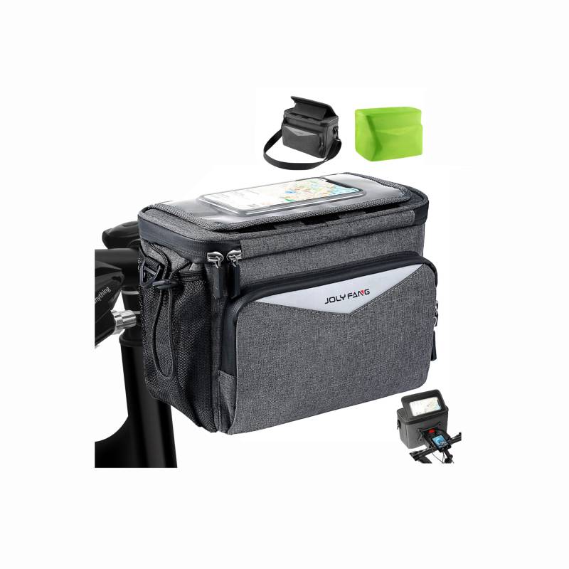 MEIJO Fahrradtasche Lenker mit Lenkeradapter, 5.2L Lenkertasche für Fahrrad und Elektrofahrräder Wasserdicht Fahrradkorb Vorne Fahrrad e-Bike (Grau, 5.2L) von MEIJO