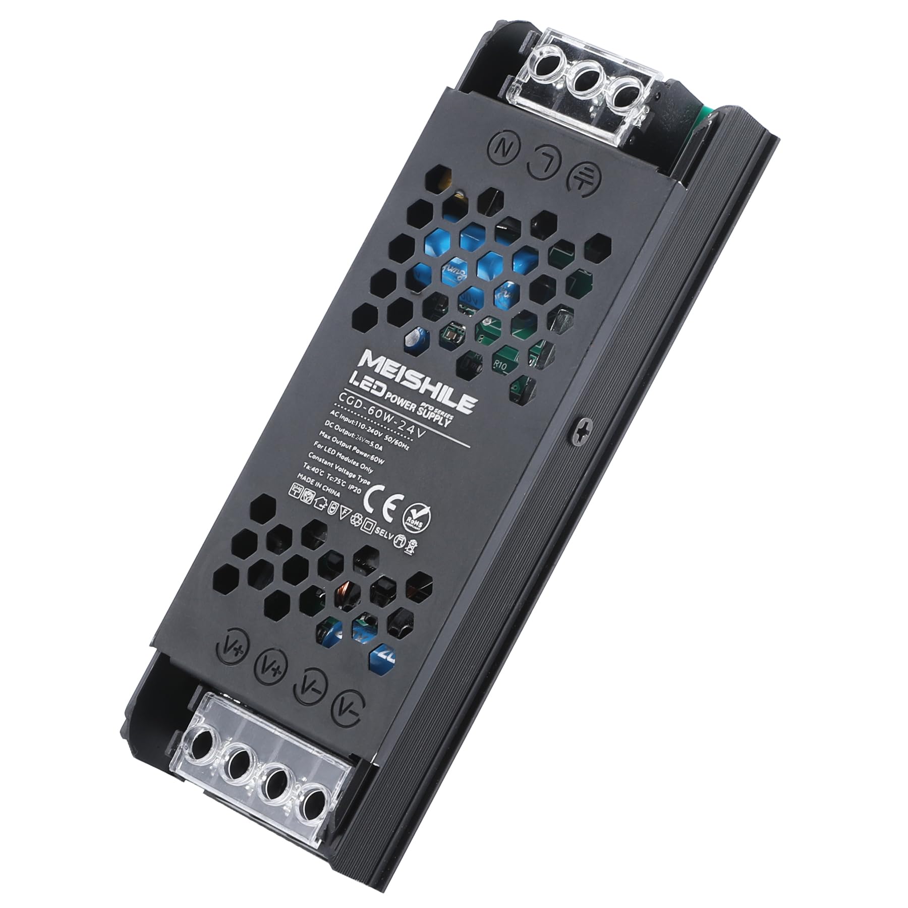 24V 60W LED Netzteil, Trafo AC 220V auf DC 24 Volt, 2.5A Treiber, Flach Transformator, Konstantspannung Niedervolttrafo für Birnen Lichtstreifen 24V 60W LED Netzteil, Trafo AC 220V auf DC 24 Volt, 2.5A Treiber, Flach Transformator, Konstantspannung Niedervolttrafo für Birnen Lichtstreifen von MEISHILE