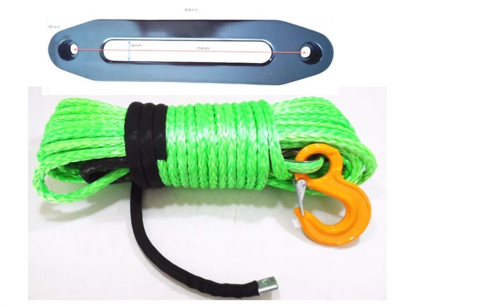 12mm * 30m grün synthetischer Winde-Kabelhaken mit 10 "ATV Hawse Fairlead, synthetischem Windenseil, Plasmaseil, abseits des Straßenseils von MEIVIYA