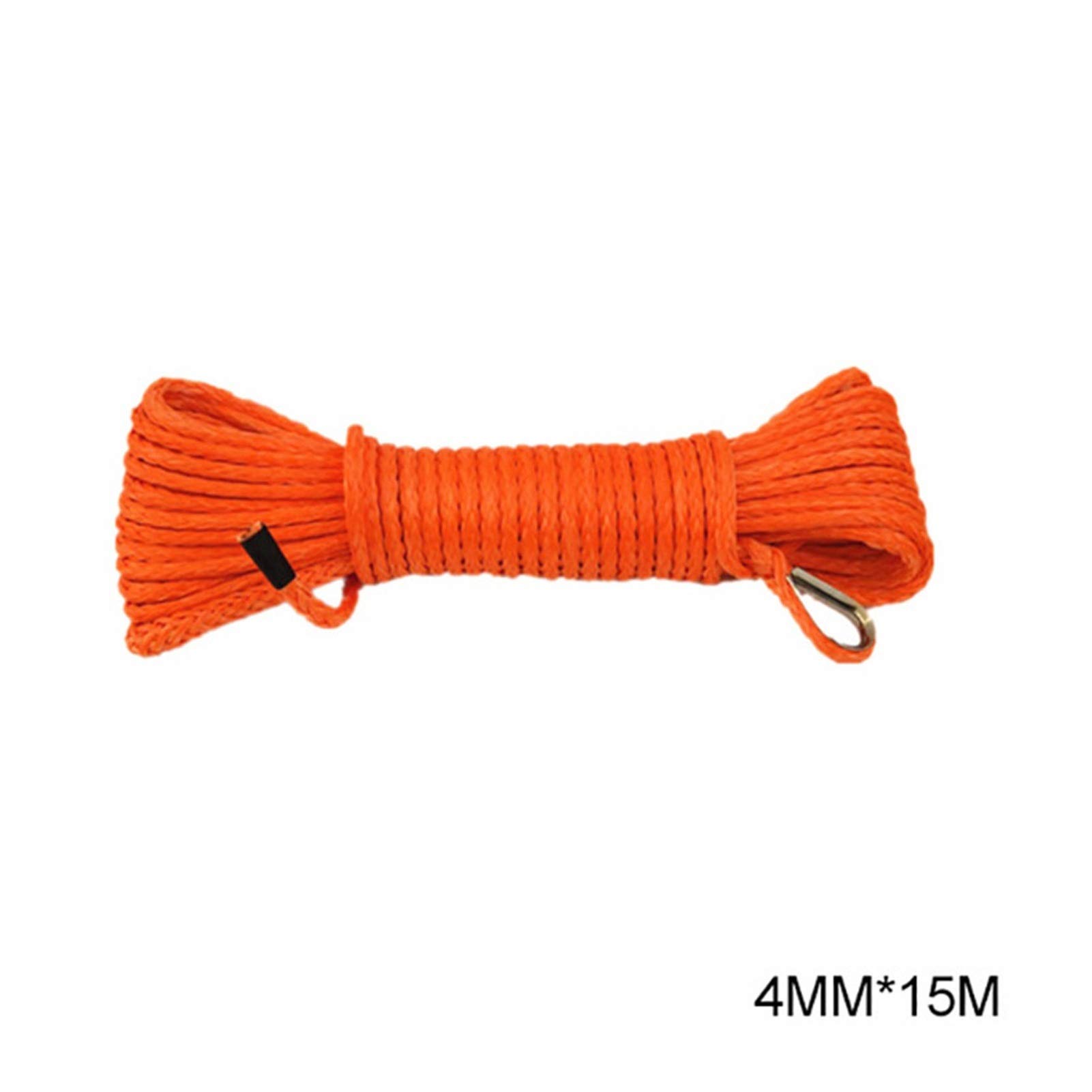 5mm * 15m 4mm * 15m ATV Winch Seil, Synthetisches Seil, ATV Winch Zubehör, Bootswindekabel, Winde Seil(Orange4mmx15m) von MEIVIYA