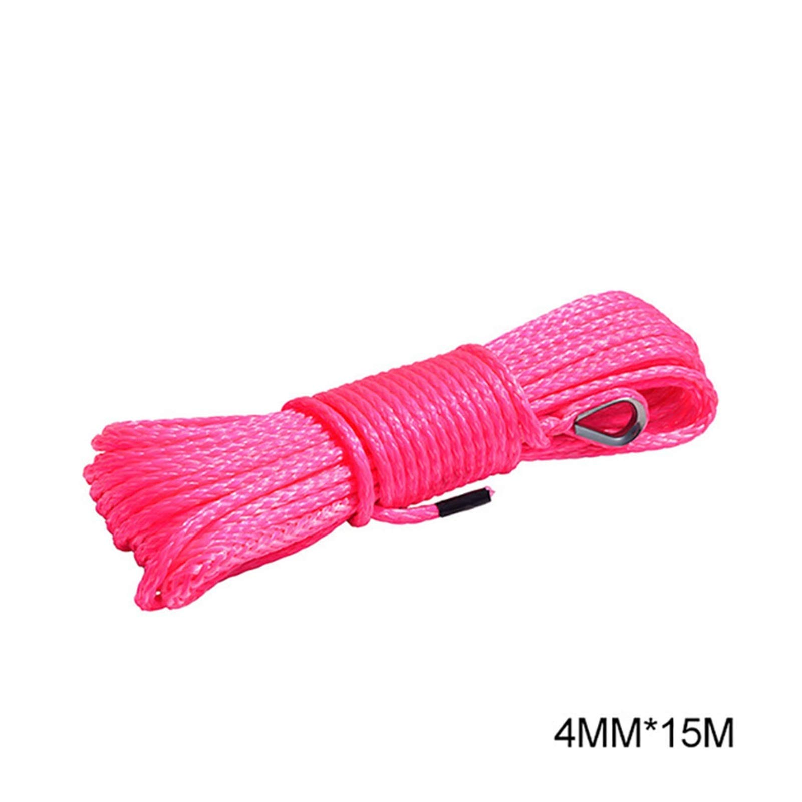 5mm * 15m 4mm * 15m ATV Winch Seil, Synthetisches Seil, ATV Winch Zubehör, Bootswindekabel, Winde Seil(Pink 4mmx15m) von MEIVIYA