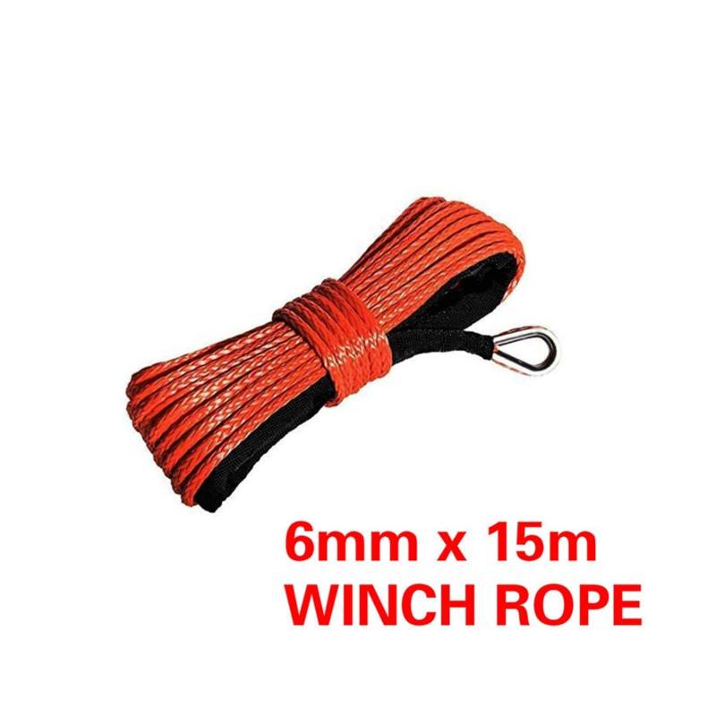 7.700 lbs 6mm x 15m Plasmakabel Synthetische Windelinie Uhmwpe Seil mit Mantelauto Zubehör Auto Schleppseil Anhängergürtel(A) von MEIVIYA