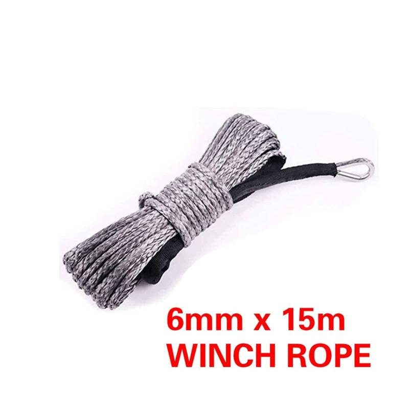 7.700 lbs 6mm x 15m Plasmakabel Synthetische Windelinie Uhmwpe Seil mit Mantelauto Zubehör Auto Schleppseil Anhängergürtel(C) von MEIVIYA