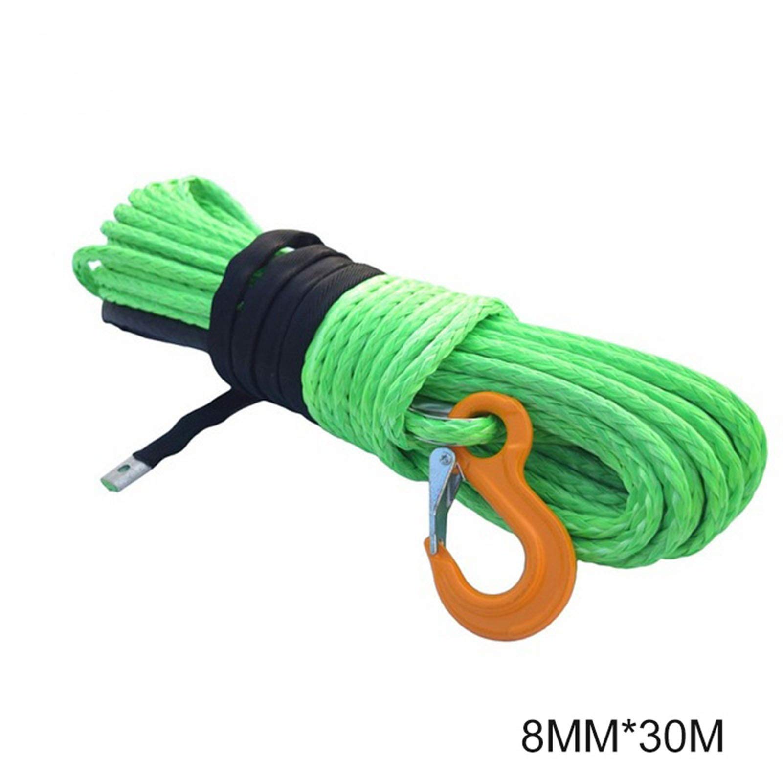 8mm * 30m ATV Winchkabel, Synthetisches Windenseil, Schleppseilauto for ATV UTV SUV OFN Racing(Green) von MEIVIYA