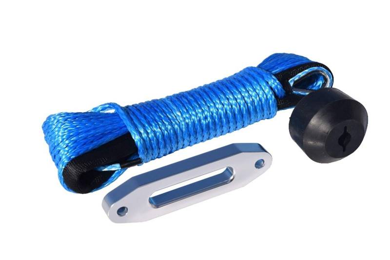 Blau 5mm * 15m Synthetische Winde Seil & 4000lbs ATV Fairlead & Winch Haken Stopper, Bootswindekabel, Off-Road-Seil von MEIVIYA