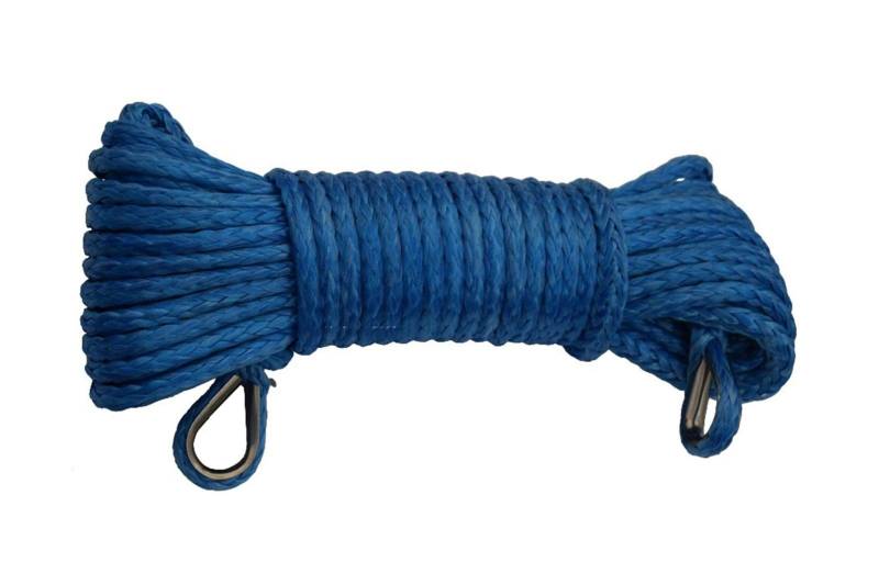 Blau 6mm * 15m ATV-Synthetisches Windenseil, Winde-Seilverlängerung mit 2 Fingerhütern, Geländeseil, Windenkabel von MEIVIYA