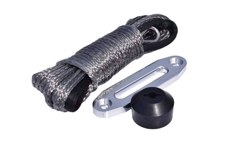 Grau 6mm * 15m Synthetische Winde-Kabelseil 4500 lbs Hawse Fairlead und Winde Gummistopper, Kevlar Winch Seil, Plasmaseil von MEIVIYA