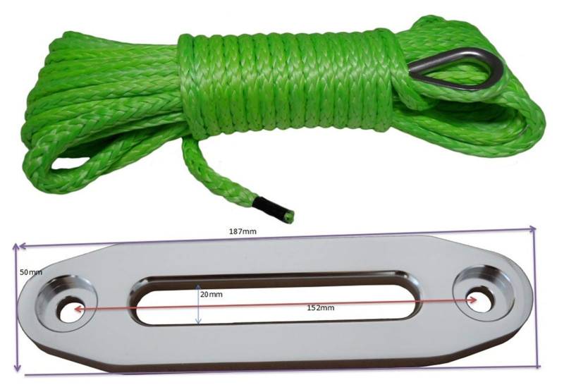 Grün 6mm * 15m ATV Winch Line 4500 lbs Hawse Fairlead, Synthetisches Seil, Bootswindeseil, Winklabel 6mm von MEIVIYA