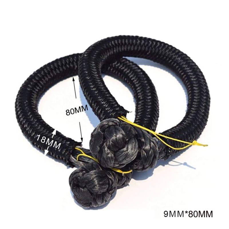 UHMWPE Weiche Fesseln, ATV-Winch-Schäkel for Autoteile, Synthetisches Windenkabel, Kevlar Seilbackel(9mm 80mm 2PC) von MEIVIYA