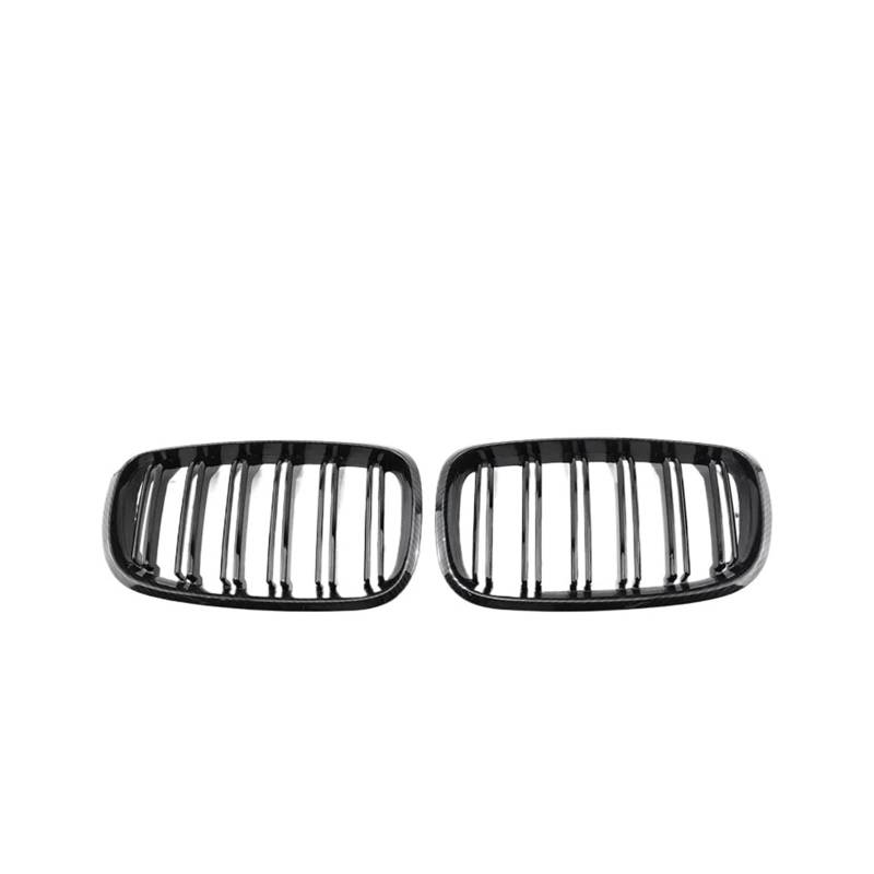 MEIZIYU 2-teiliger Auto-Frontgrill, passend for X5 E70 2006–2013, Stoßstangen-Frontgitter, Autozubehör Stoßstangengitter für die Frontpartie(Dual Carbon Style) von MEIZIYU