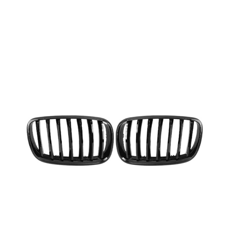 MEIZIYU 2-teiliger Auto-Frontgrill, passend for X5 E70 2006–2013, Stoßstangen-Frontgitter, Autozubehör Stoßstangengitter für die Frontpartie(Single Gloss Black) von MEIZIYU