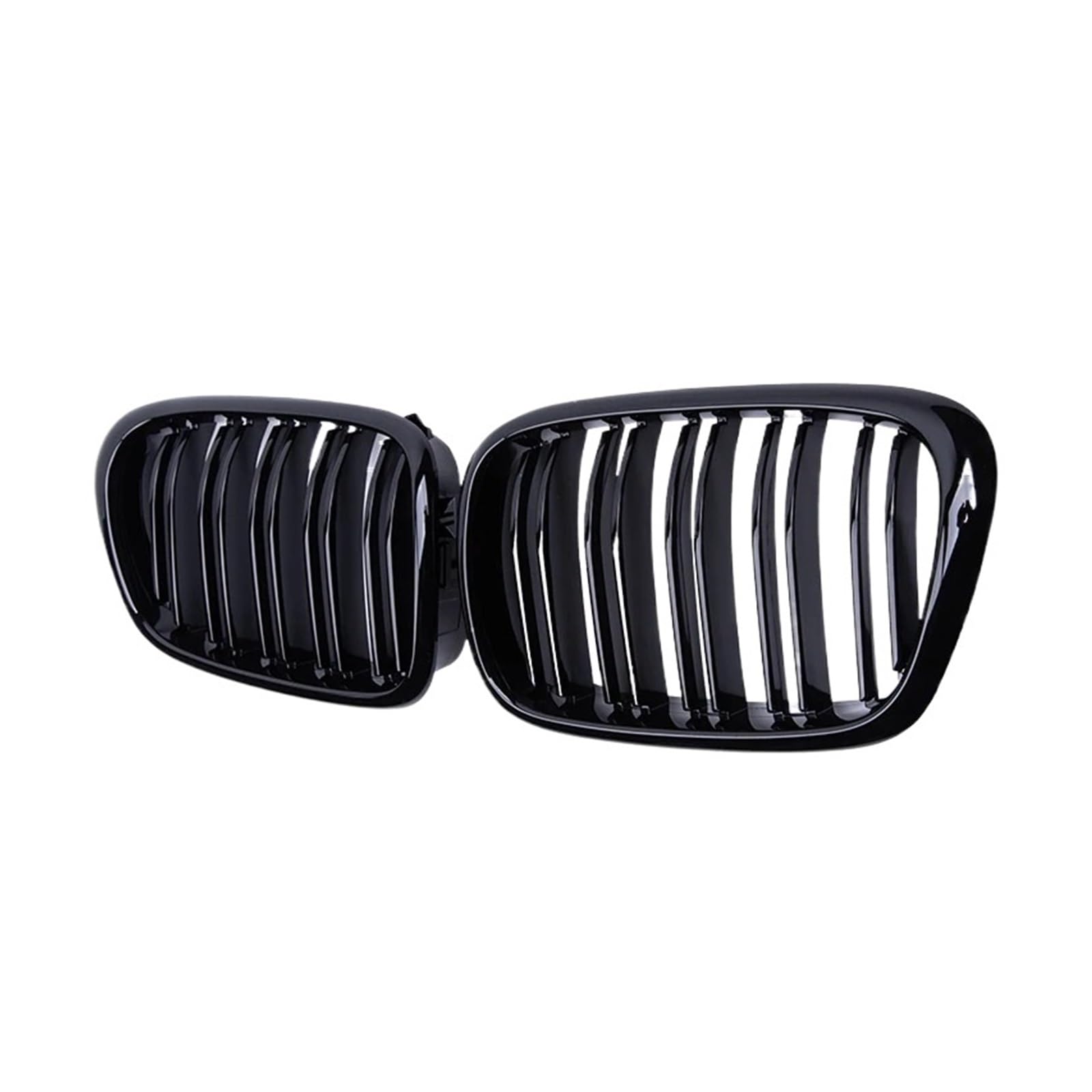 MEIZIYU 2-teiliger Auto-Frontstoßstangengrill, passend for E39 5er-Serie 525 528 1999–2003, Zubehör for Hood Racing, Doppellamellengitter Stoßstangengitter für die Frontpartie(Gloss Black) von MEIZIYU